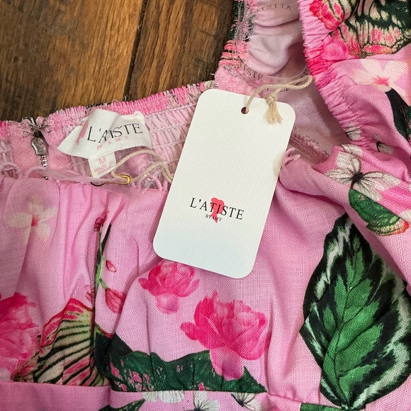 L’Atiste by Amy Pink Floral Butterfly Two-Piece Puff Sleeve Crop Top & Maxi Skir - Picture 12 of 12